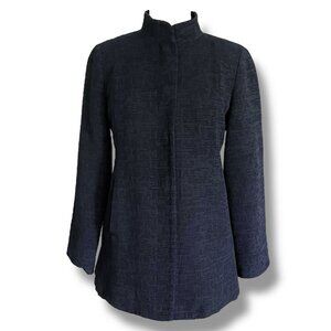 Eileen Fisher Jacket Sz Small Black Woven Organic Cotton Minimalist Designer